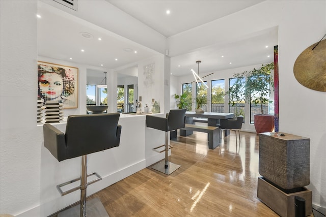 living room featuring light wood-type flooring