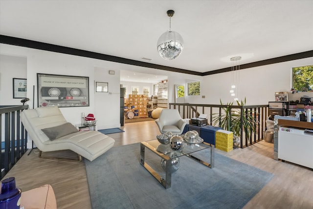 living room with light wood-type flooring