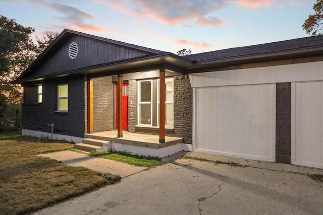 view of property exterior at dusk