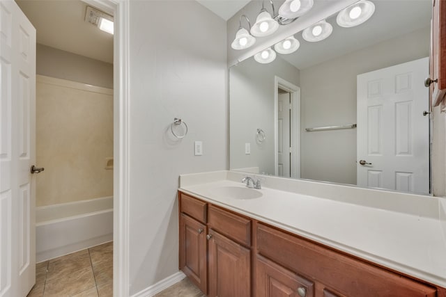 bathroom with vanity and tile patterned floors