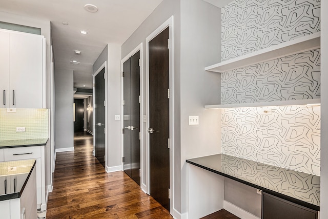 mudroom featuring dark hardwood / wood-style floors