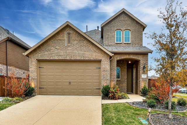 view of front of property with a garage