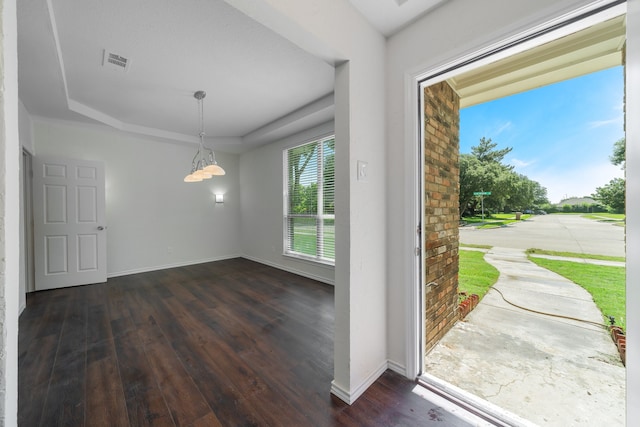 interior space with dark wood-type flooring