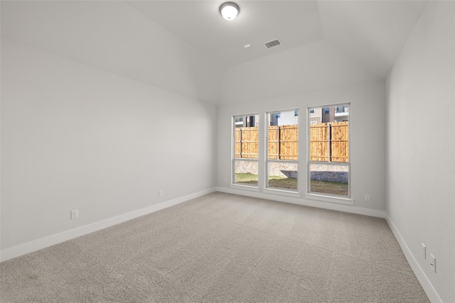 spare room featuring a tray ceiling and carpet floors