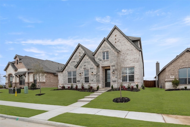 view of front of home with a front lawn