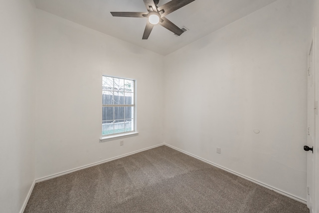 carpeted empty room with ceiling fan