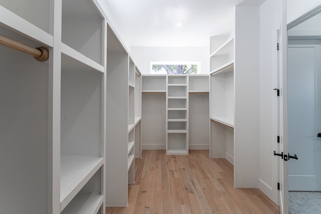 walk in closet featuring light wood-type flooring