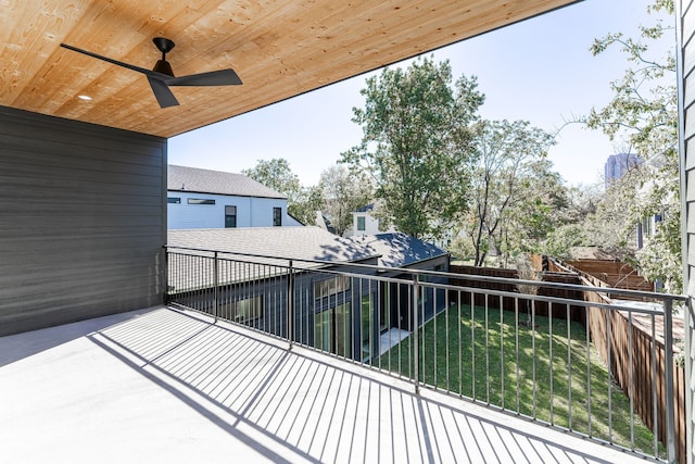 balcony with ceiling fan