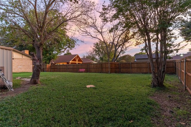 view of yard at dusk