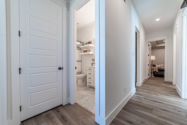 hall featuring light wood-type flooring