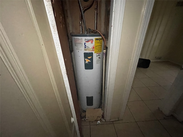 utility room featuring water heater