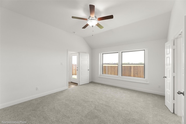 5617 Burford Ln, Celina, TX 75009 - unfurnished bedroom featuring baseboards, carpet floors, lofted ceiling, and ceiling fan
