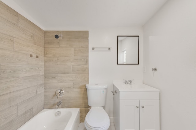 full bathroom featuring tile patterned floors, vanity, toilet, and tub / shower combination