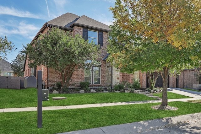 view of front of property featuring a front lawn