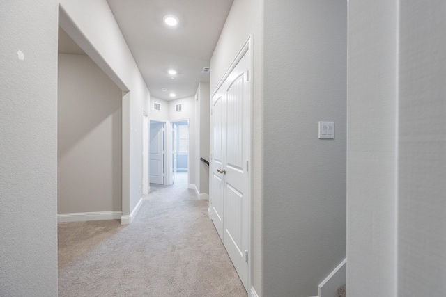 321 Baker Dr, Plano, TX 75074 - hall featuring carpet floors, recessed lighting, and baseboards