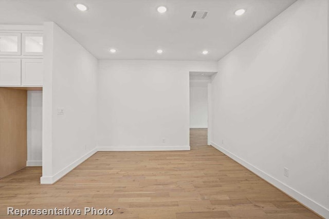 interior space with light hardwood / wood-style floors