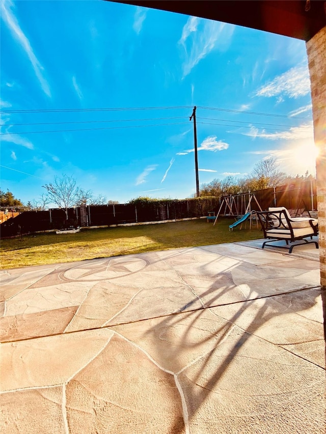 view of patio / terrace with a playground