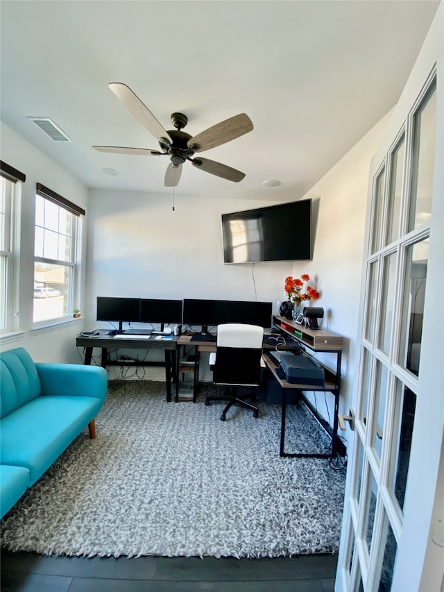 office featuring ceiling fan