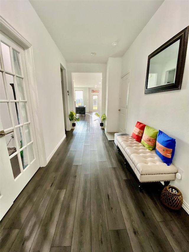 hallway featuring dark hardwood / wood-style floors