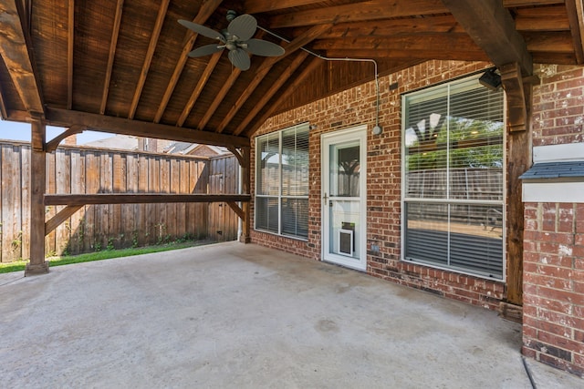 view of patio / terrace featuring ceiling fan