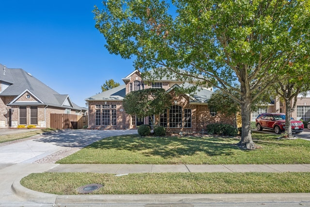 view of front of house featuring a front lawn