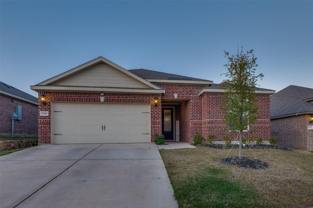 7609 Duck Bay Rd, Fort Worth, TX 76120 - ranch-style house featuring brick siding, a garage, driveway, and a front lawn