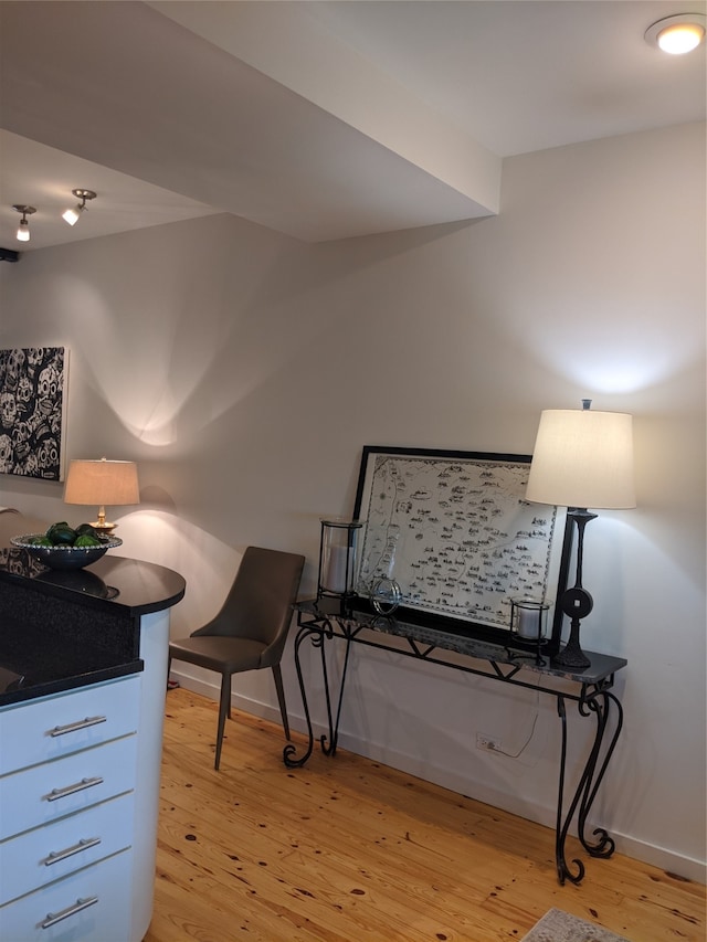 bedroom with light wood-type flooring