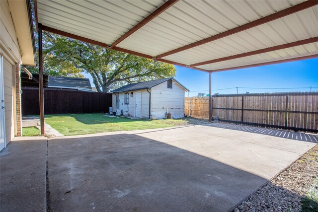 view of patio featuring an outdoor structure