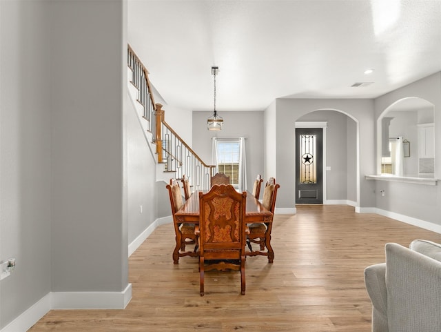 dining room featuring light hardwood / wood-style flooring