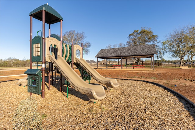 view of jungle gym with a gazebo