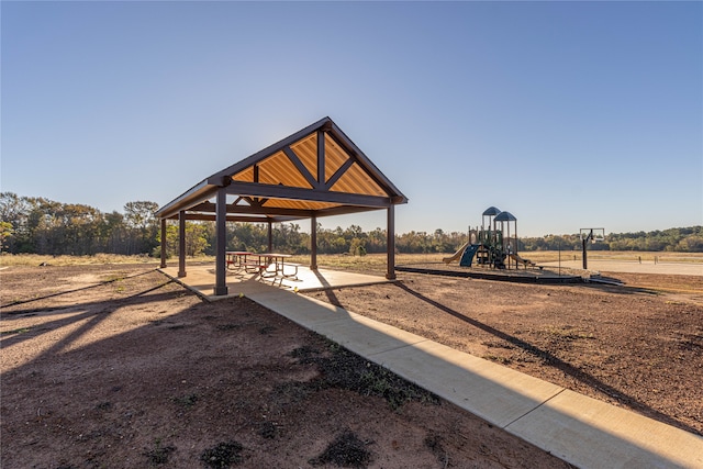 view of jungle gym with a gazebo