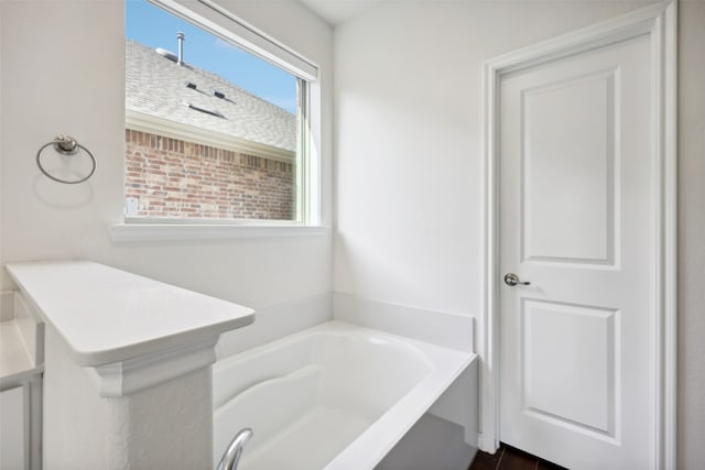 bathroom featuring a washtub