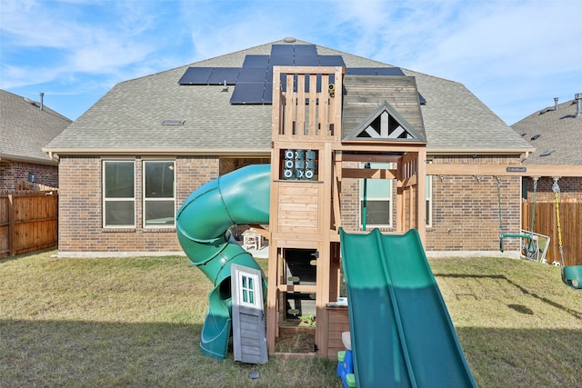 view of play area with a yard