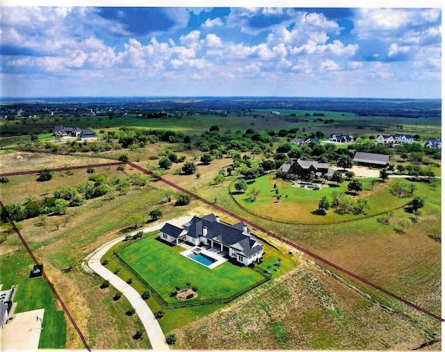 aerial view with a rural view