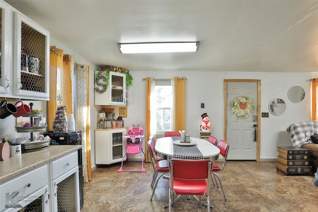 dining room featuring beverage cooler