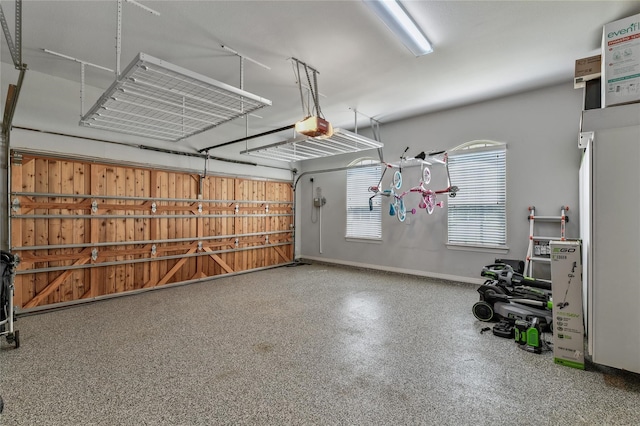 garage with a garage door opener