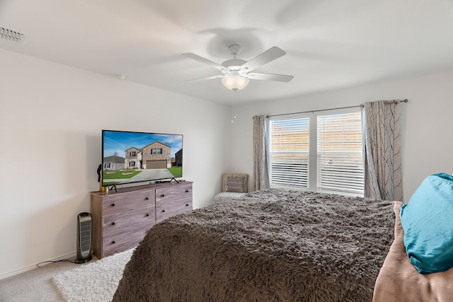 bedroom with carpet and ceiling fan