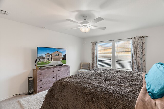 bedroom with carpet and ceiling fan