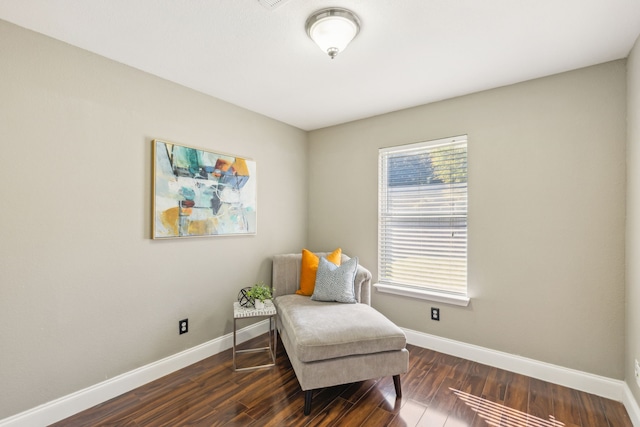 sitting room featuring dark hardwood / wood-style flooring