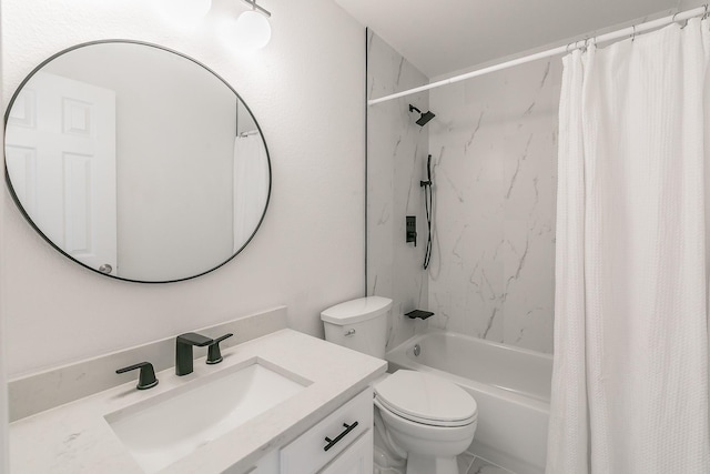 full bathroom featuring vanity, toilet, and shower / bath combo with shower curtain