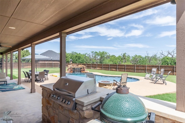 118 Prairie Creek Way, Abilene, TX 79602 - view of patio / terrace featuring area for grilling, outdoor dining space, and a fire pit