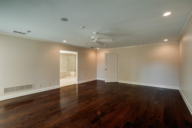 2516 Beefeater Dr, Wichita Falls, TX 76308 - empty room with wood-type flooring, a ceiling fan, recessed lighting, and ornamental molding