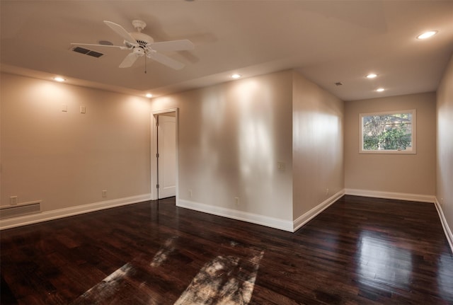 2516 Beefeater Dr, Wichita Falls, TX 76308 - unfurnished room featuring dark wood-style flooring, recessed lighting, and ceiling fan
