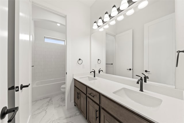 full bathroom with vanity, toilet, and shower / bath combination