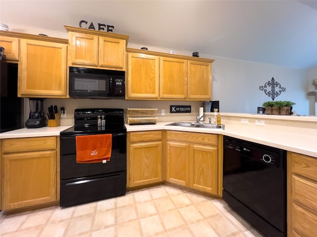 kitchen featuring sink and black appliances