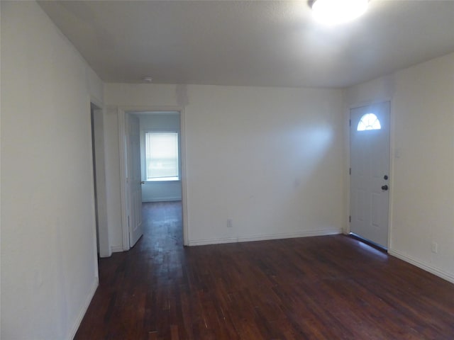 foyer with dark wood-type flooring