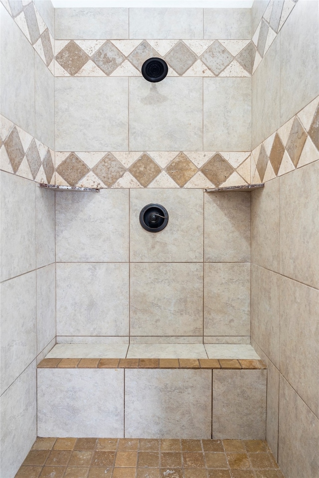 interior details featuring tiled shower