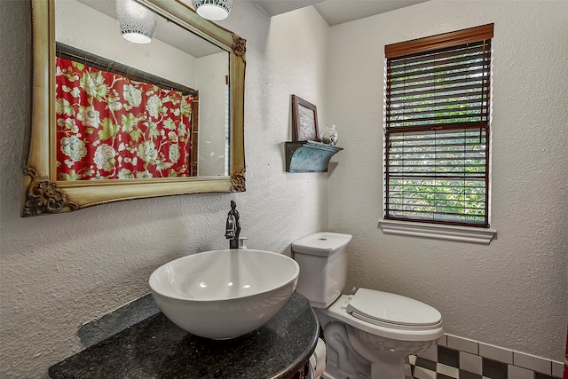 bathroom featuring plenty of natural light, sink, and toilet