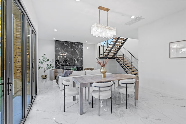 dining room featuring an inviting chandelier