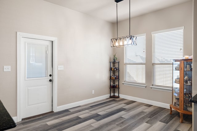 foyer entrance with dark hardwood / wood-style floors